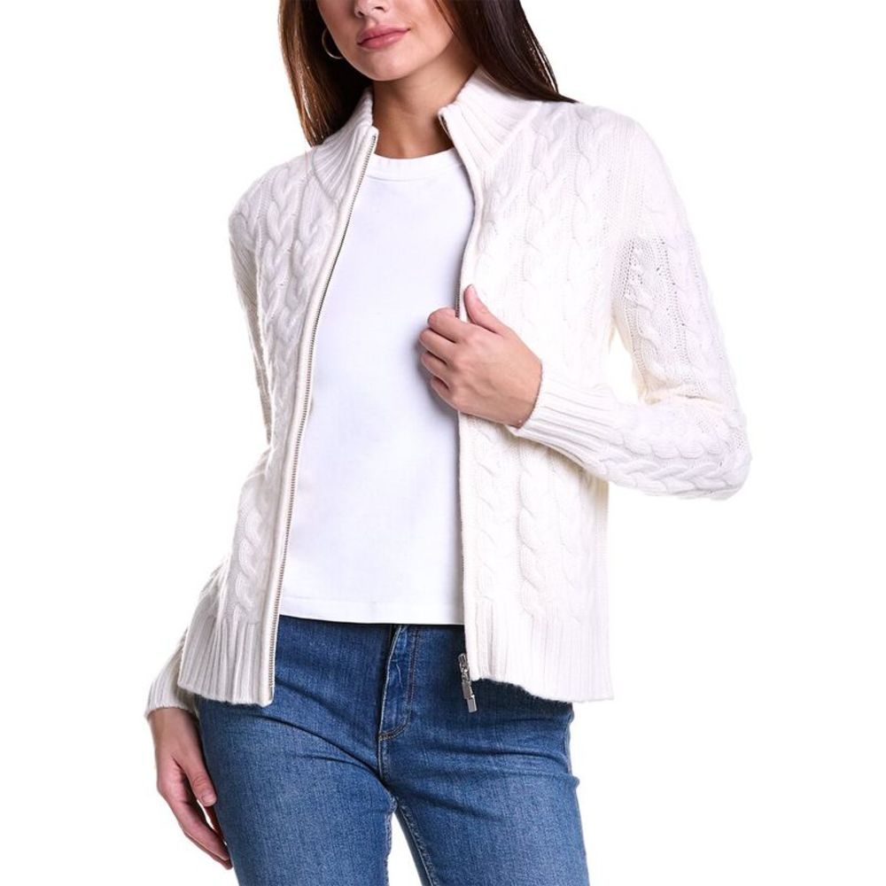 Forte Cashmere Zip Cable Cashmere Cardigan